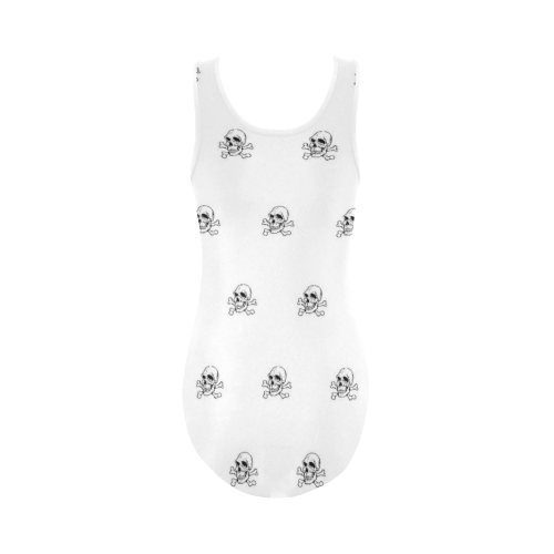 Skull 816 white (Halloween) pattern Vest One Piece Swimsuit (Model S04)