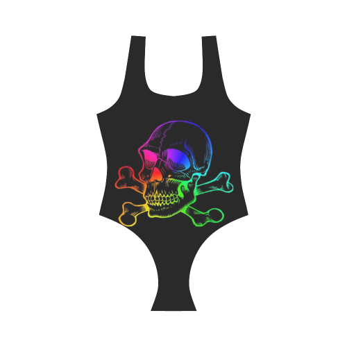 Skull 816 (Halloween) rainbow Vest One Piece Swimsuit (Model S04)