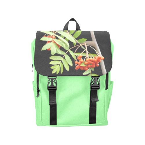 Rowan tree watercolor on green Casual Shoulders Backpack (Model 1623)