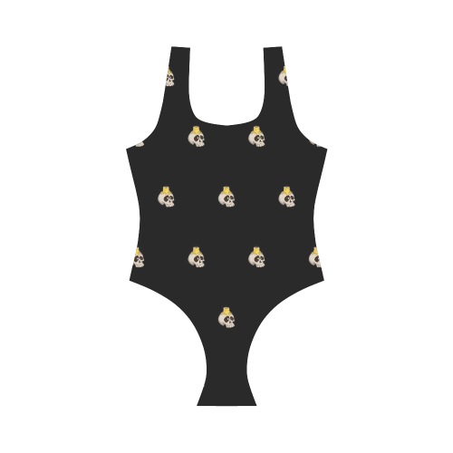 halloween - skull with candle pattern Vest One Piece Swimsuit (Model S04)