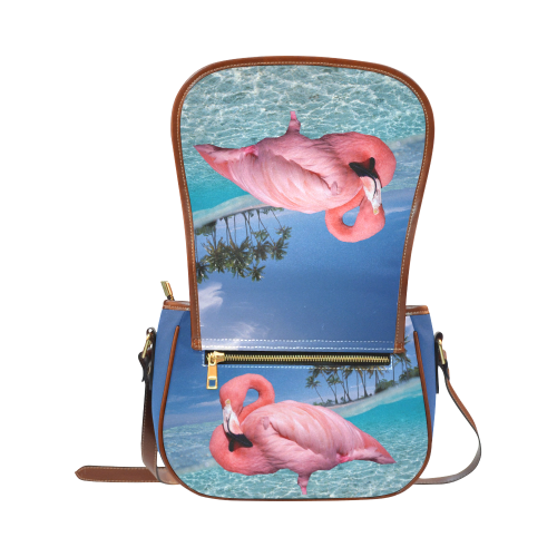 Flamingo and Palms Saddle Bag/Large (Model 1649)