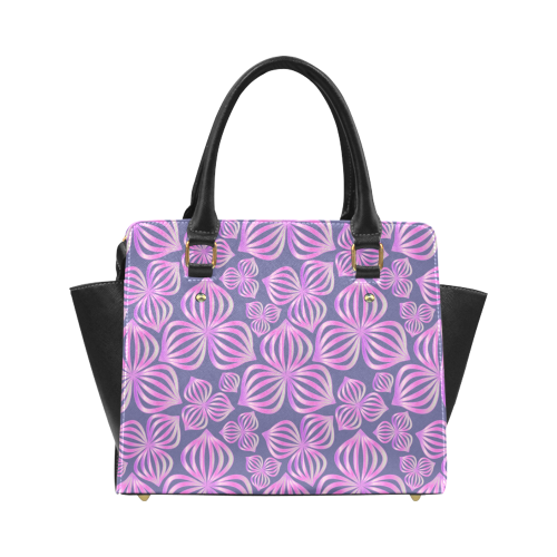 Modern abstract FLOWERS pattern - pink blue Classic Shoulder Handbag (Model 1653)