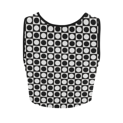 Modern DOTS in SQUARES pattern - black white Women's Crop Top (Model T42)