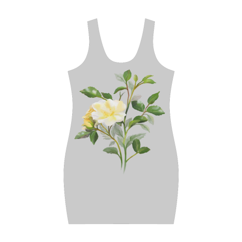 Yellow Rose on gray Medea Vest Dress (Model D06)