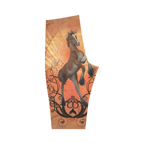 Awesome, cute foal with floral elements Hestia Cropped Leggings (Model L03)