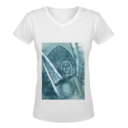 The angel with sword Women's Deep V-neck T-shirt (Model T19)