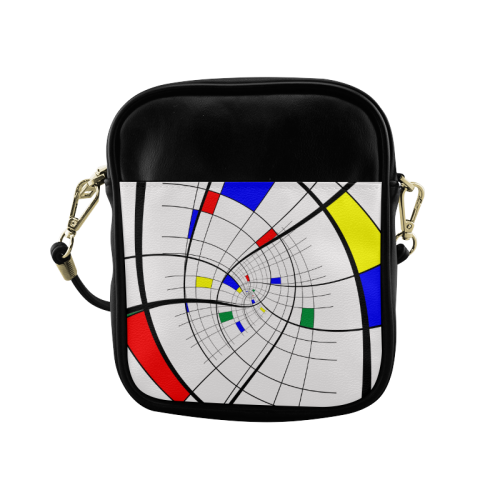 Swirl Grid with Colors Red Blue Green Yellow Sling Bag (Model 1627)