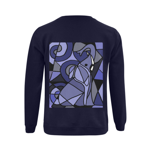 Cool Blue Elephant Abstract Art Gildan Crewneck Sweatshirt(NEW) (Model H01)