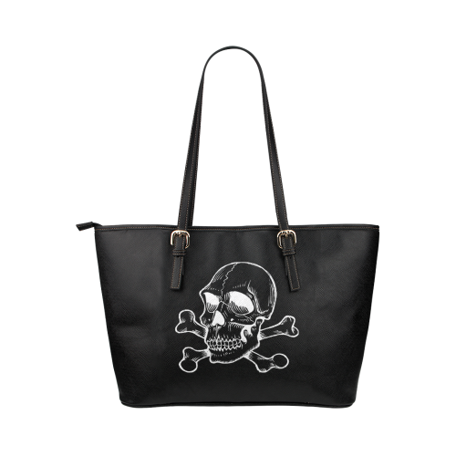 Skull 816 (Halloween) Leather Tote Bag/Large (Model 1651)