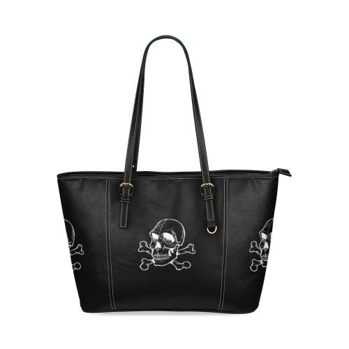 Skull 816 (Halloween) Leather Tote Bag/Large (Model 1640)