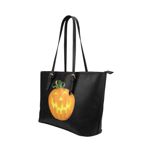 Halloween pumpkin Leather Tote Bag/Large (Model 1651)