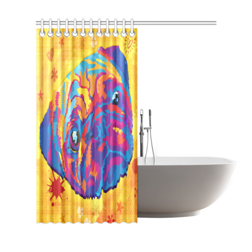 pop art pug Shower Curtain 69"x72"