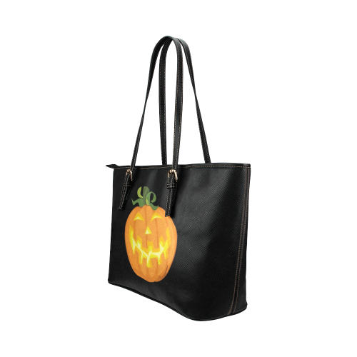 Halloween pumpkin Leather Tote Bag/Large (Model 1651)