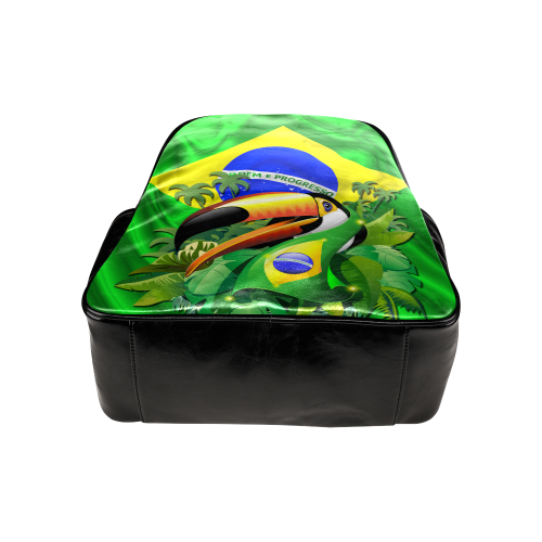 Brazil Flag with Toco Toucan Multi-Pockets Backpack (Model 1636)