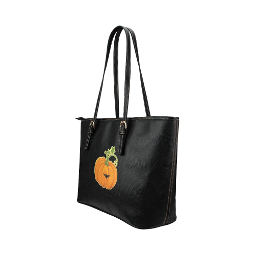 Halloween pumpkin 2 Leather Tote Bag/Large (Model 1651)