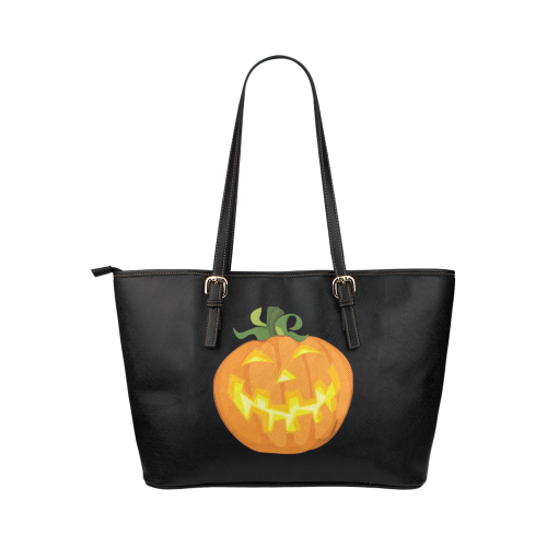 Halloween pumpkin Leather Tote Bag/Large (Model 1651)