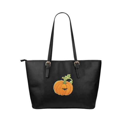 Halloween pumpkin 2 Leather Tote Bag/Large (Model 1651)