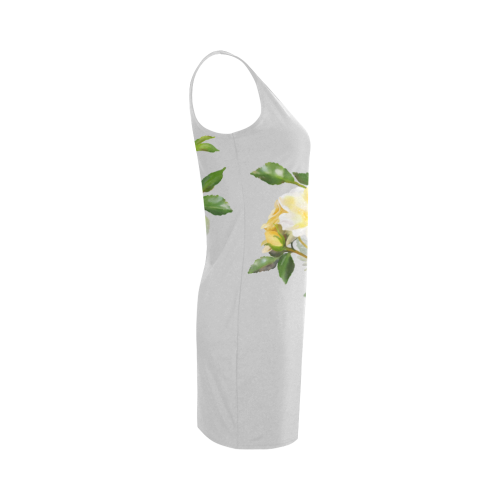 Yellow Rose on gray Medea Vest Dress (Model D06)