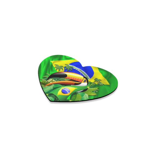 Brazil Flag with Toco Toucan Heart Coaster
