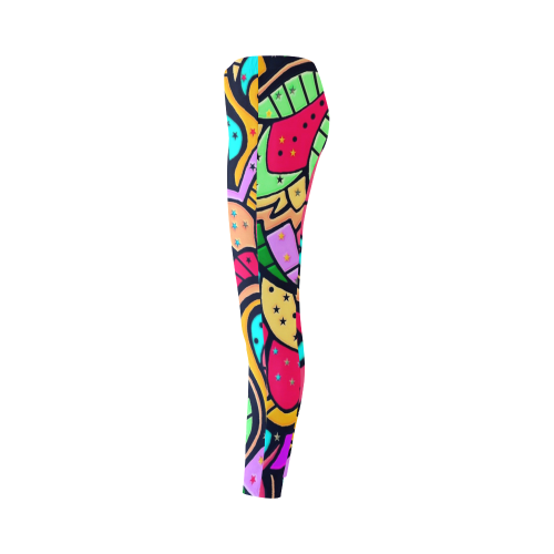 Popart Leaves by Nico Bielow Cassandra Women's Leggings (Model L01)