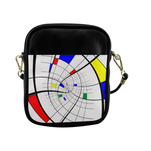 Swirl Grid with Colors Red Blue Green Yellow Sling Bag (Model 1627)