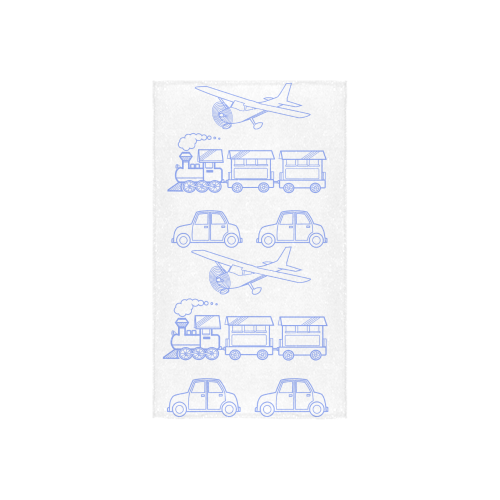 Toy Plane, Train and Car pattern Blue Custom Towel 16"x28"