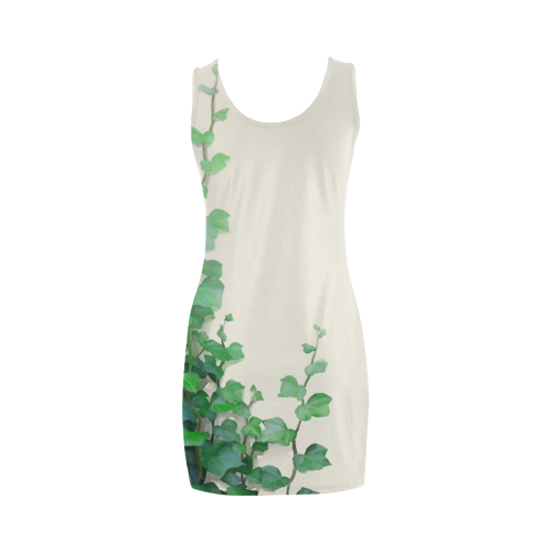 Watercolor Ivy - Vines on Ivory Snow Medea Vest Dress (Model D06)