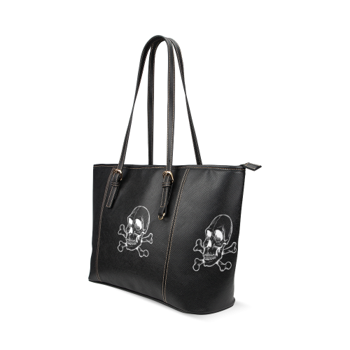 Skull 816 (Halloween) Leather Tote Bag/Large (Model 1640)