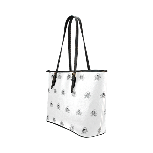 Skull 816 white (Halloween) pattern Leather Tote Bag/Large (Model 1651)