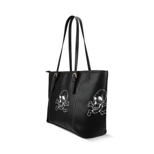 Skull 816 (Halloween) Leather Tote Bag/Large (Model 1640)