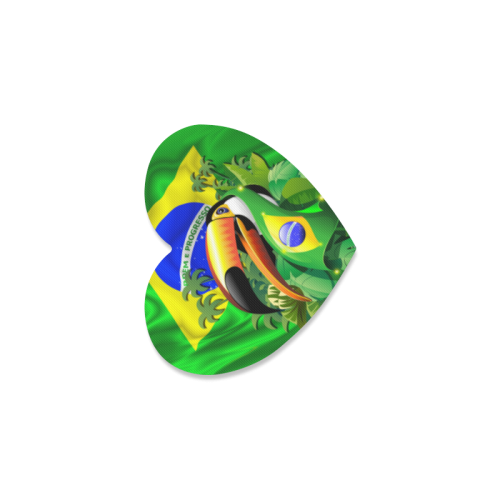 Brazil Flag with Toco Toucan Heart Coaster