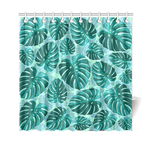 Tropical Leaf Monstera Plant Pattern Shower Curtain 69"x70"