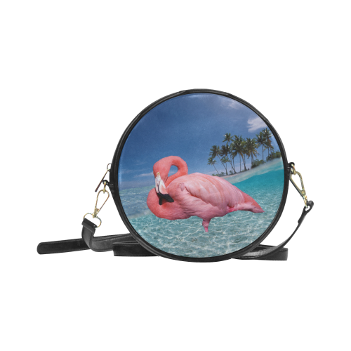 Flamingo and Palms Round Sling Bag (Model 1647)