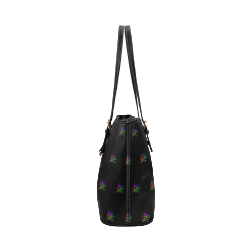 Skull 816 (Halloween) rainbow pattern Leather Tote Bag/Large (Model 1651)