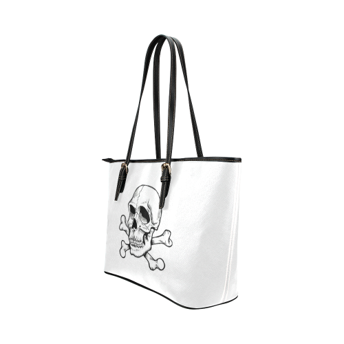 Skull 816 white (Halloween) Leather Tote Bag/Large (Model 1651)