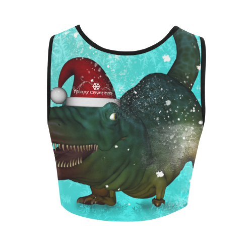 Christmas time, funny dinosaur Women's Crop Top (Model T42)