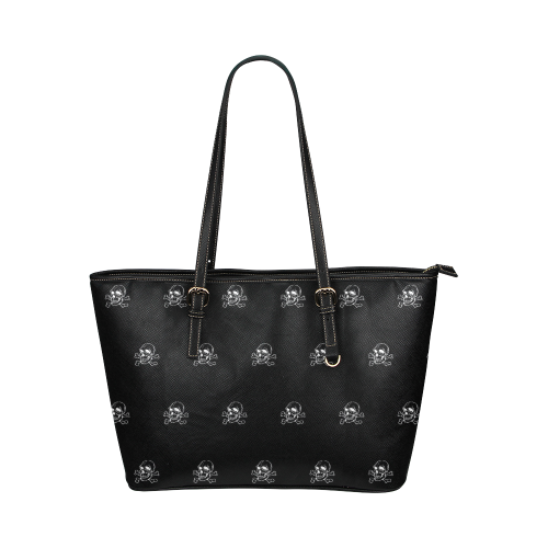 Skull 816 (Halloween) pattern Leather Tote Bag/Large (Model 1651)