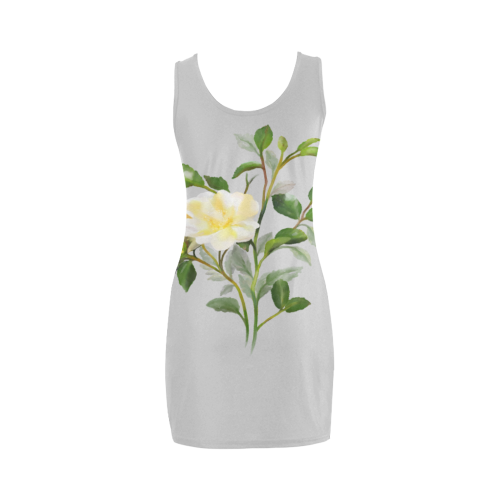 Yellow Rose on gray Medea Vest Dress (Model D06)