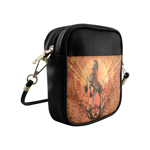 Awesome, cute foal with floral elements Sling Bag (Model 1627)