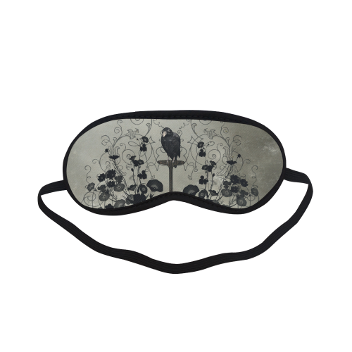 Crow with flowers on vintage background Sleeping Mask