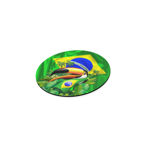 Brazil Flag with Toco Toucan Round Coaster