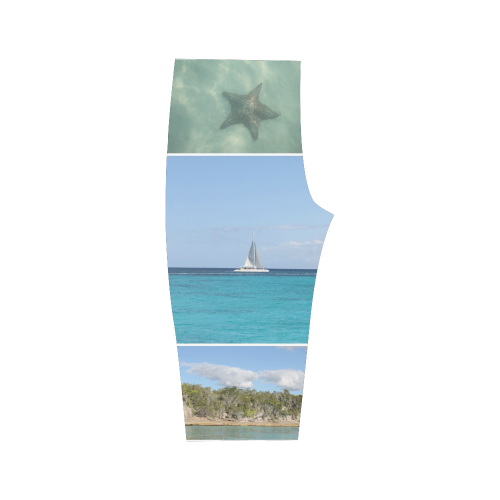 Isla Saona Caribbean Photo Collage Hestia Cropped Leggings (Model L03)