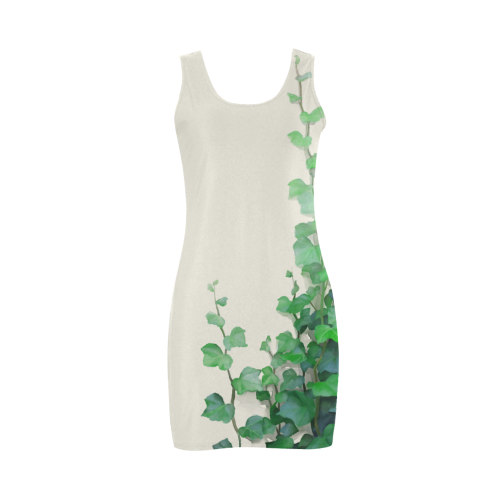 Watercolor Ivy - Vines on Ivory Snow Medea Vest Dress (Model D06)