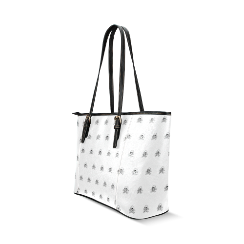 Skull 816 white (Halloween) pattern Leather Tote Bag/Large (Model 1640)