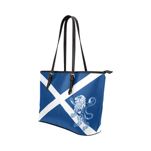 Tribal Lion Rampant and Saltire Flag by ArtformDesigns Leather Tote Bag/Small (Model 1651)