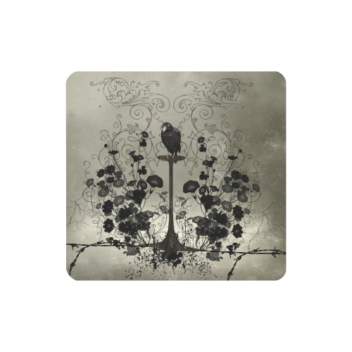 Crow with flowers on vintage background Women's Clutch Wallet (Model 1637)