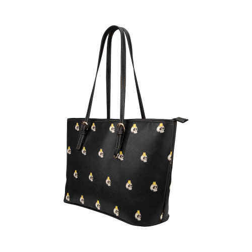 halloween - skull with candle pattern Leather Tote Bag/Large (Model 1651)