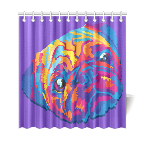 pop art pug Shower Curtain 69"x72"