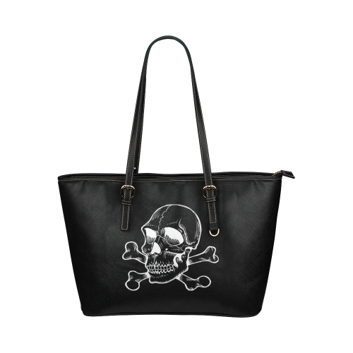 Skull 816 (Halloween) Leather Tote Bag/Large (Model 1651)