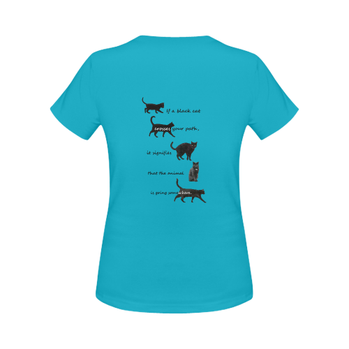 Black cat crosses your path Women's Classic T-Shirt (Model T17）